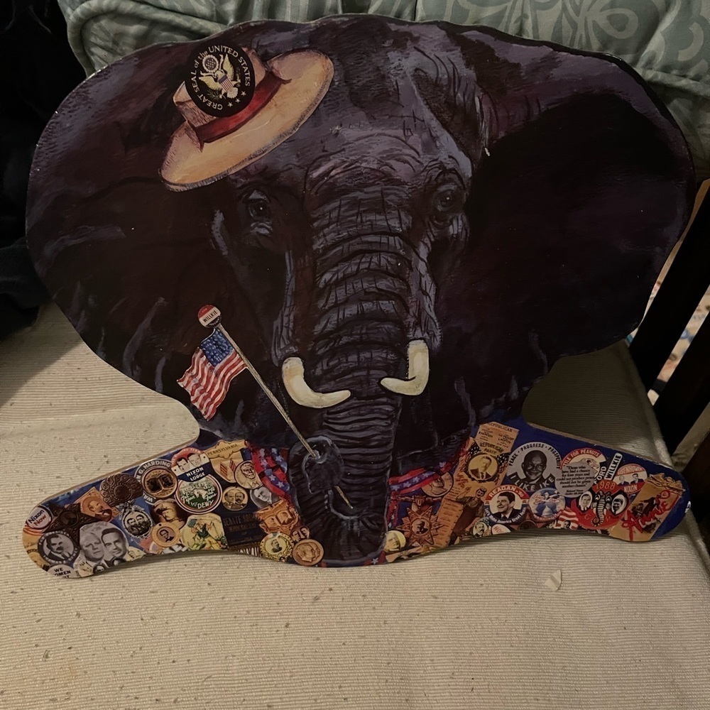 Stupell Johnston Republican Historical Election Memorabilia Elephant Hanger